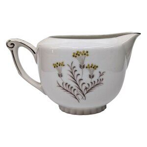 Vtg Narumi Fine China 5066 Lenora Creamer White Sliver Trim Star Flowers JAPAN